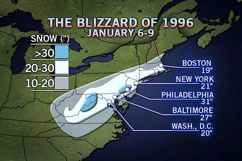 Blizzard of '96 Accumulation Map Blizzard of '96
Accumulation Map