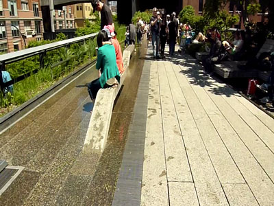 right hand path with water flowing over left portion