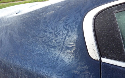 Ice Crystalls on Car. Lumix ZS-3.